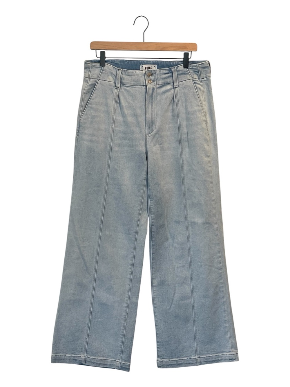Paige Brooklyn High-Rise Wide Leg Light Blue Jeans for Women, Trouser Style, 31 - Picture 2 of 16